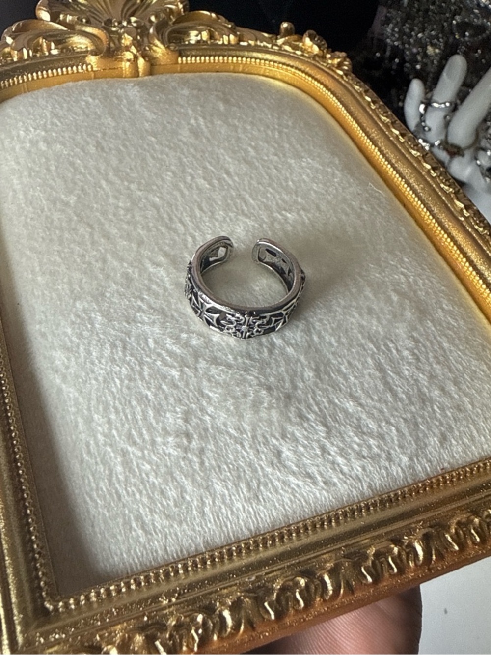 Sterling Silver Floral Open Band Ring - Silver